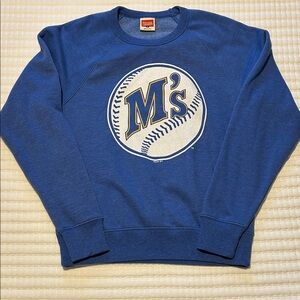 HOMAGE Small Blue Crewneck Sweater with Baseball Graphic M’s